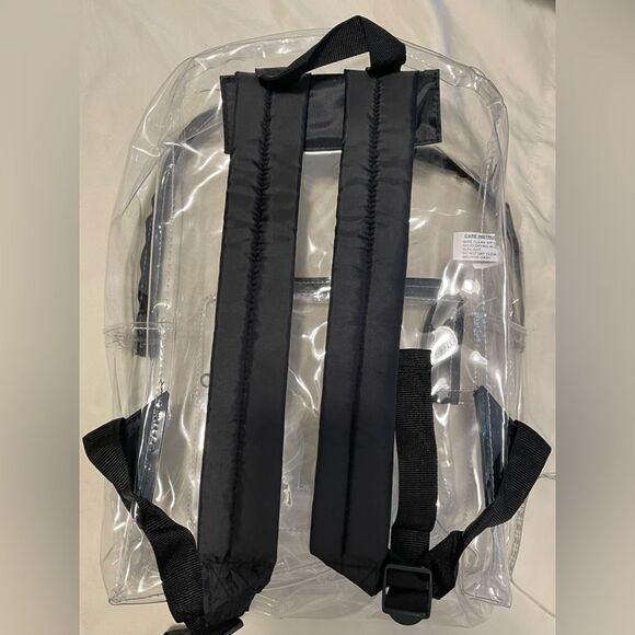 NWOT Clear Backpack w/ Black Straps perfect for sporting events, school, concert - Picture 4 of 4